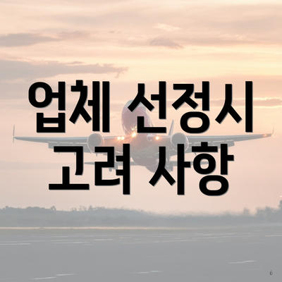 업체 선정시 고려 사항