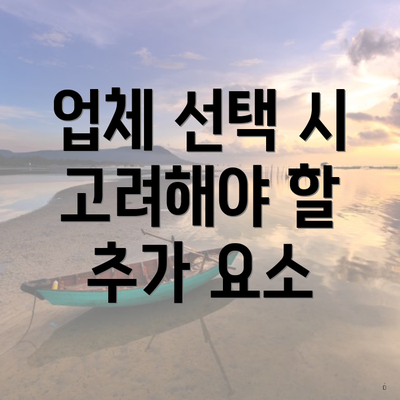 업체 선택 시 고려해야 할 추가 요소