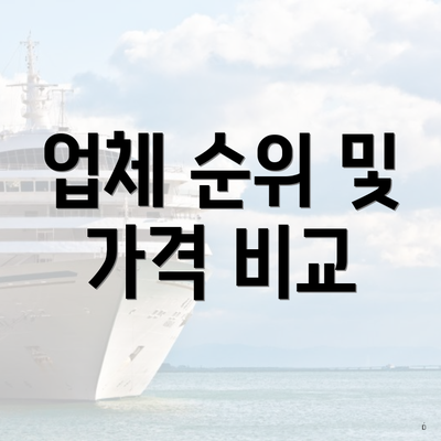 업체 순위 및 가격 비교