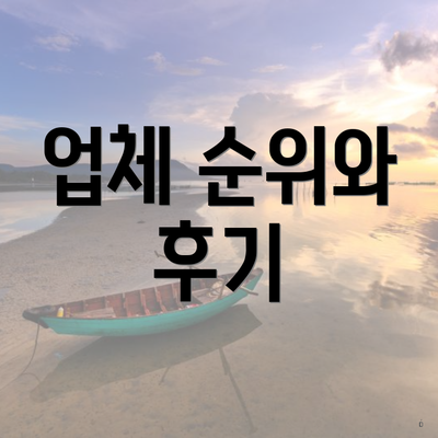 업체 순위와 후기