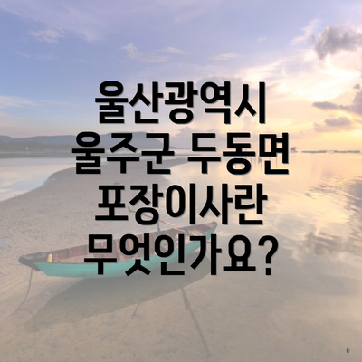 울산광역시 울주군 두동면 포장이사란 무엇인가요?