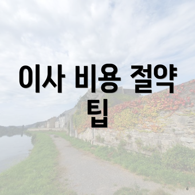 이사 비용 절약 팁