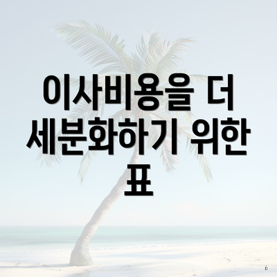 이사비용을 더 세분화하기 위한 표