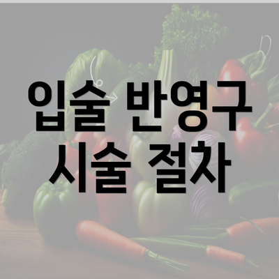 입술 반영구 시술 절차