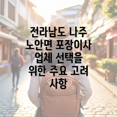 전라남도 나주 노안면 포장이사 업체 선택을 위한 주요 고려 사항