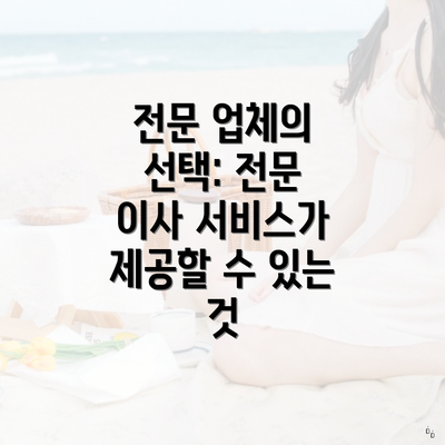 전문 업체의 선택: 전문 이사 서비스가 제공할 수 있는 것