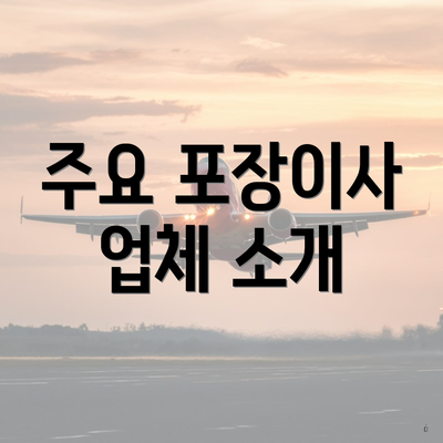 주요 포장이사 업체 소개