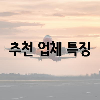 추천 업체 특징