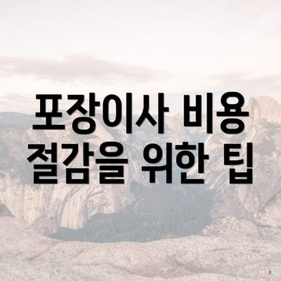 포장이사 비용 절감을 위한 팁