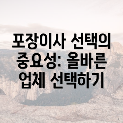 포장이사 선택의 중요성: 올바른 업체 선택하기