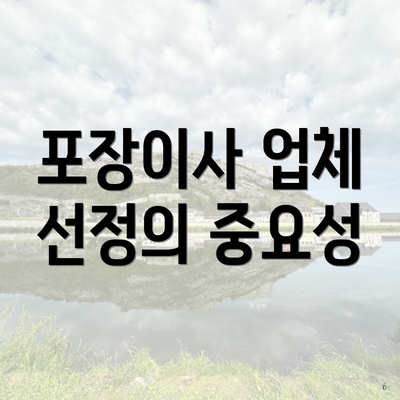 포장이사 업체 선정의 중요성