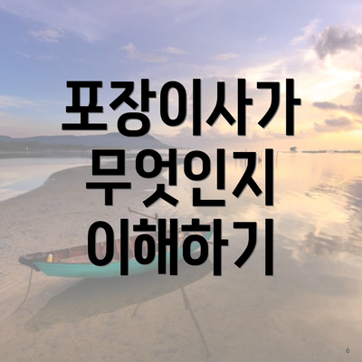 포장이사가 무엇인지 이해하기