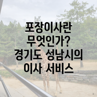 포장이사란 무엇인가? 경기도 성남시의 이사 서비스