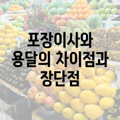 포장이사와 용달의 차이점과 장단점