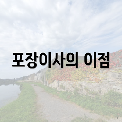 포장이사의 이점