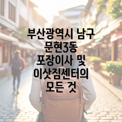 부산광역시 남구 문현3동 포장이사 및 이삿짐센터의 모든 것