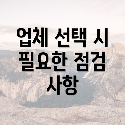 업체 선택 시 필요한 점검 사항