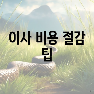 이사 비용 절감 팁