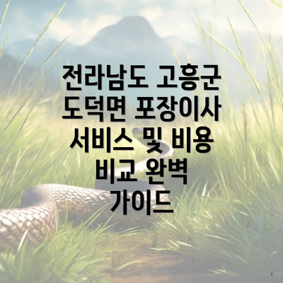 전라남도 고흥군 도덕면 포장이사 서비스 및 비용 비교 완벽 가이드