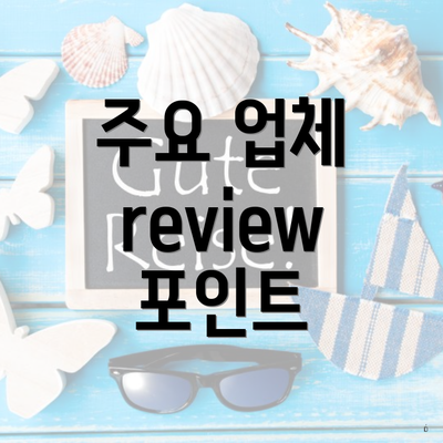 주요 업체 review 포인트